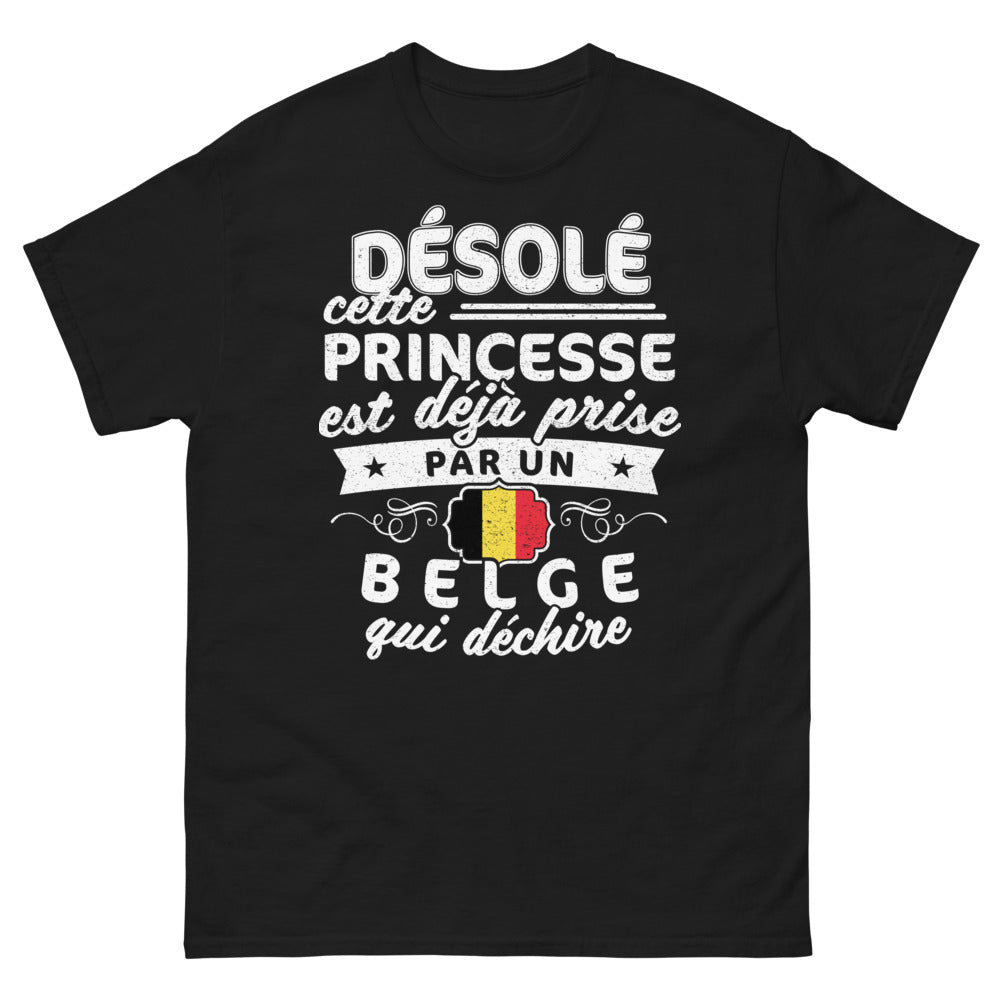 T-shirt Belgique noir - Princesse déjà prise, Belge qui déchire