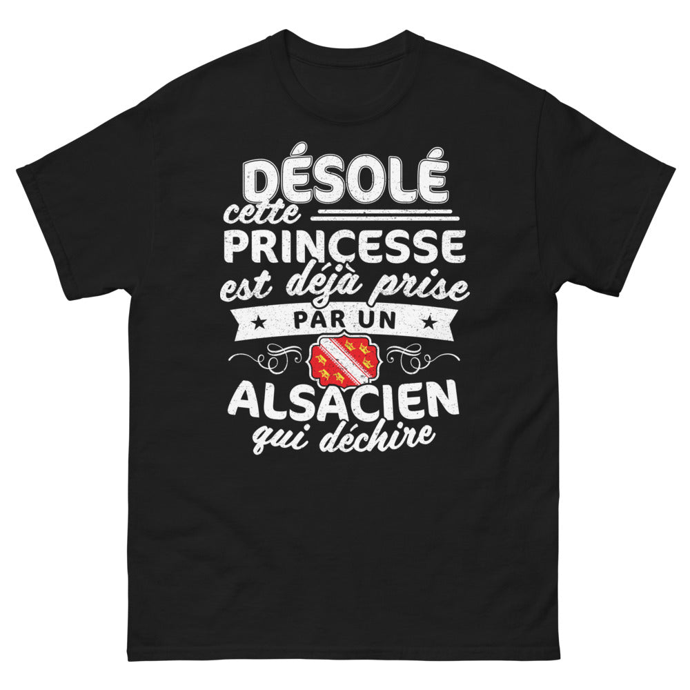 T-shirt Alsace noir - Princesse déjà prise par un Alsacien qui déchire