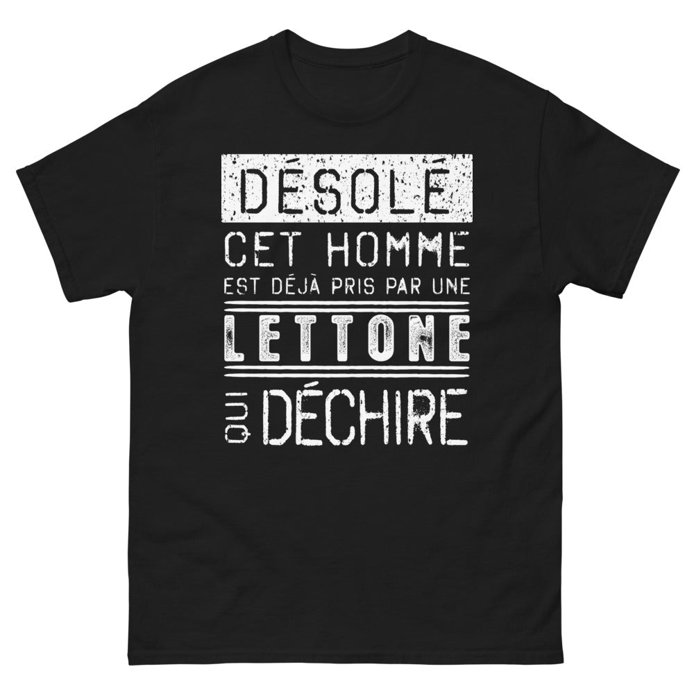 T-shirt Lettonie noir - Désolé, pris par une Lettonne déchirée