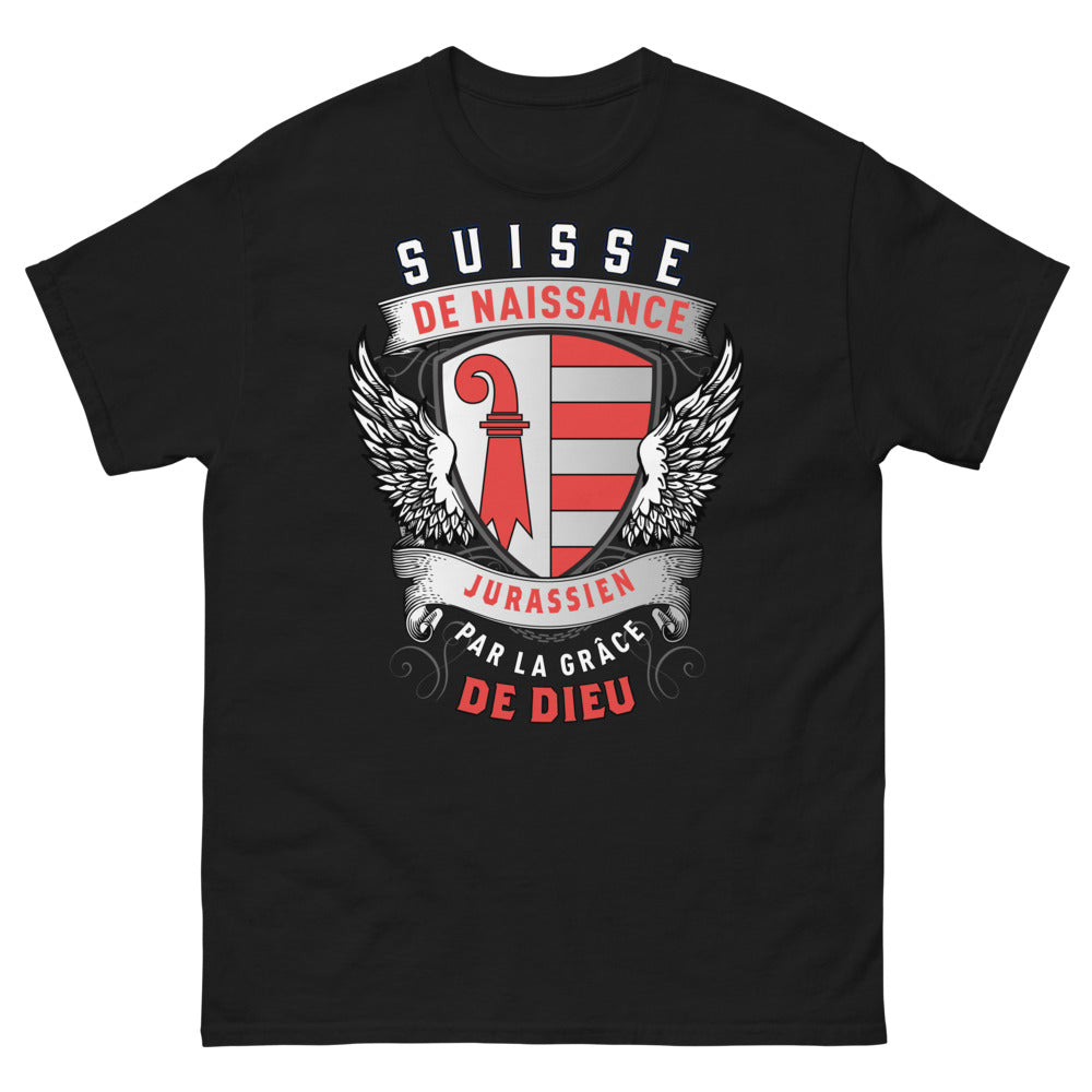 T-shirt Jura noir - Jurassien par la Grâce de Dieu