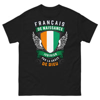 Thumbnail for T-shirt franco-ivoirien noir - Français de naissance, Ivoirien par la grâce de Dieu