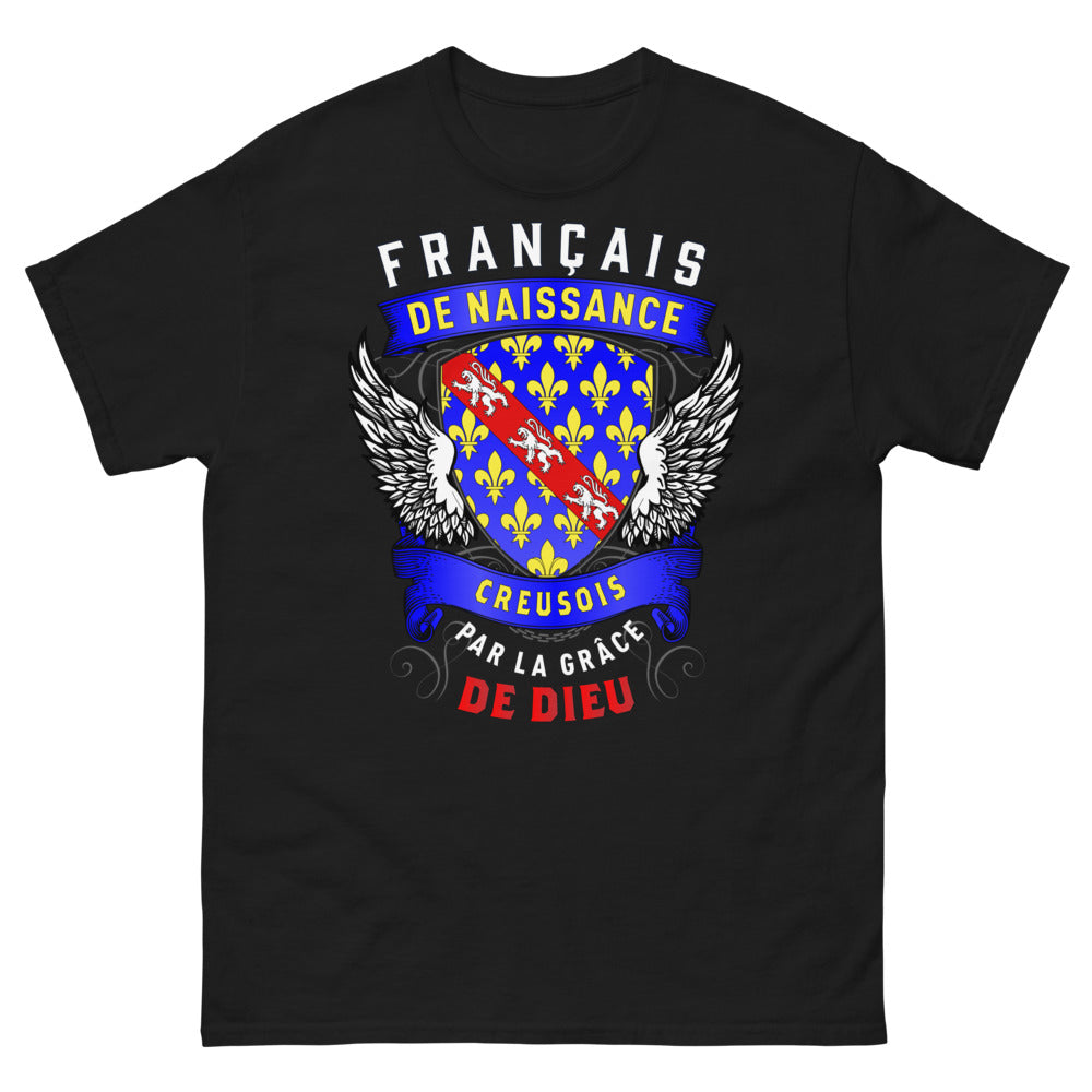 T-shirt Creuse noir - Français de naissance, Creusois par la grâce de Dieu