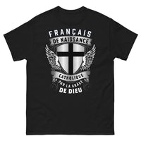 Thumbnail for T-shirt français catholique noir - Français de naissance, catholique par grâce