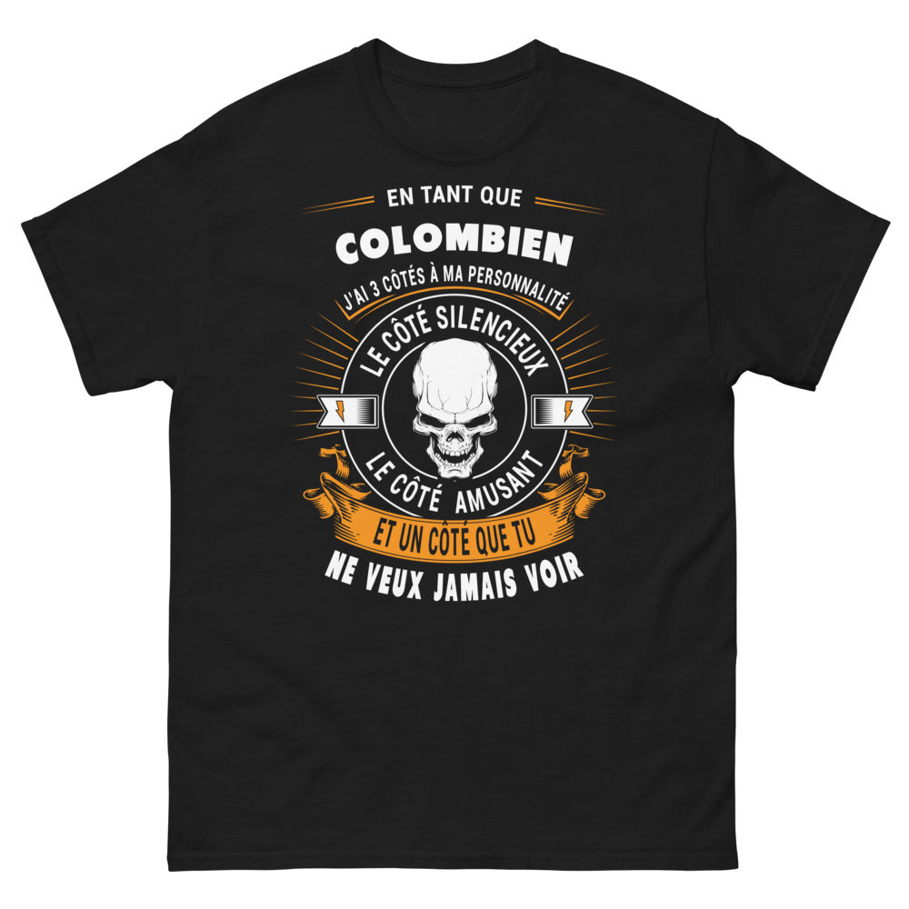 T-shirt Colombien noir - 3 côtés à ma personnalité