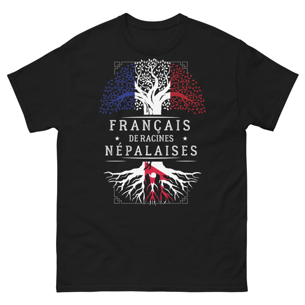 T-shirt Français d'origines Népalaises noir - clin d'œil franco-népalais