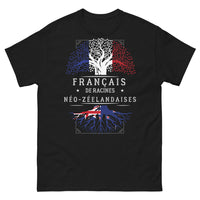 Thumbnail for T-shirt Français racines Néo-Zélandaises noir - croissants et kiwi