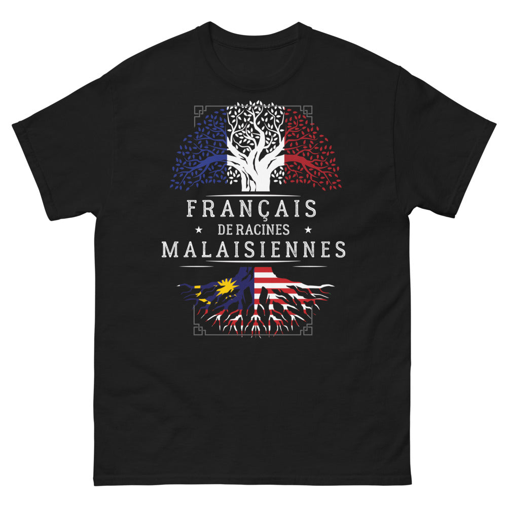 T-shirt Français de racines malaisiennes noir - Fierté malaisienne