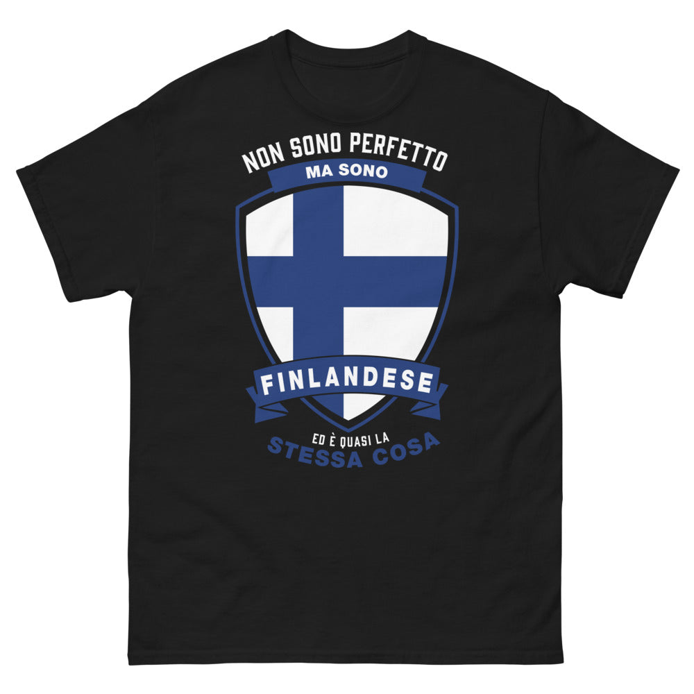 T-Shirt Finlandia blu navy - Non sono perfetto ma sono finlandese