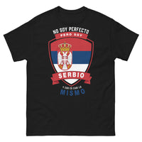 Thumbnail for T-shirt Serbie noir - No Soy Perfecto Pero Soy Serbio, slogan en espagnol