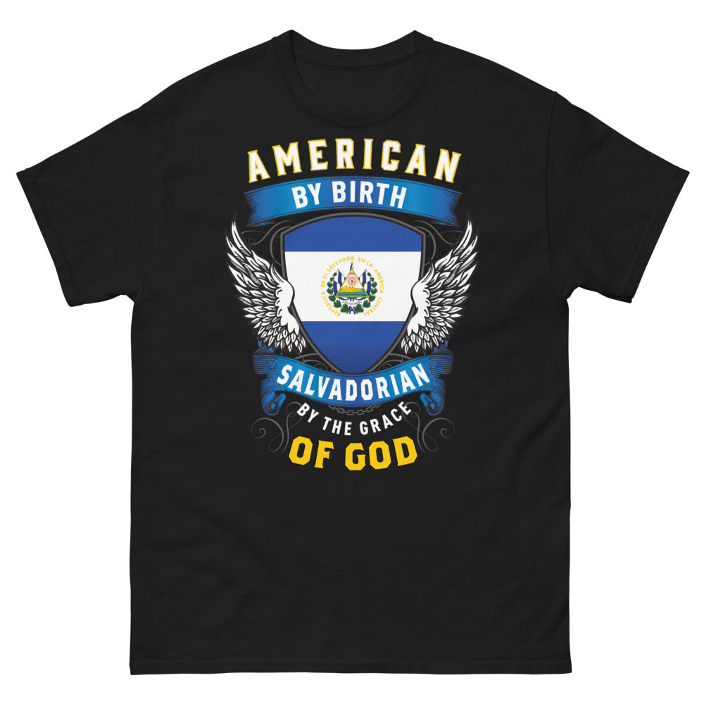 T-shirt Salvadorien noir - American by Birth, Salvadorian by the Grace of God