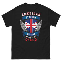 Thumbnail for T-shirt Américain/Britannique noir - American by Birth, British by the Grace of God