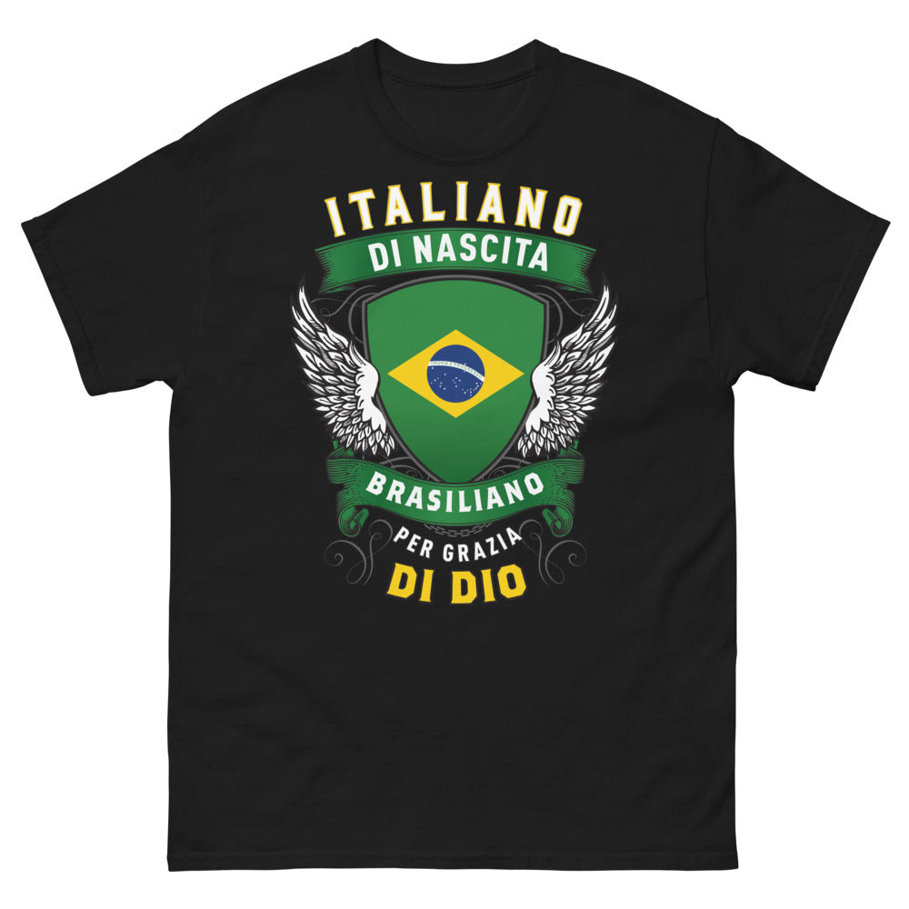 Maglietta Italo-Brasiliana blu scuro - Brasileiro per grazia di Dio