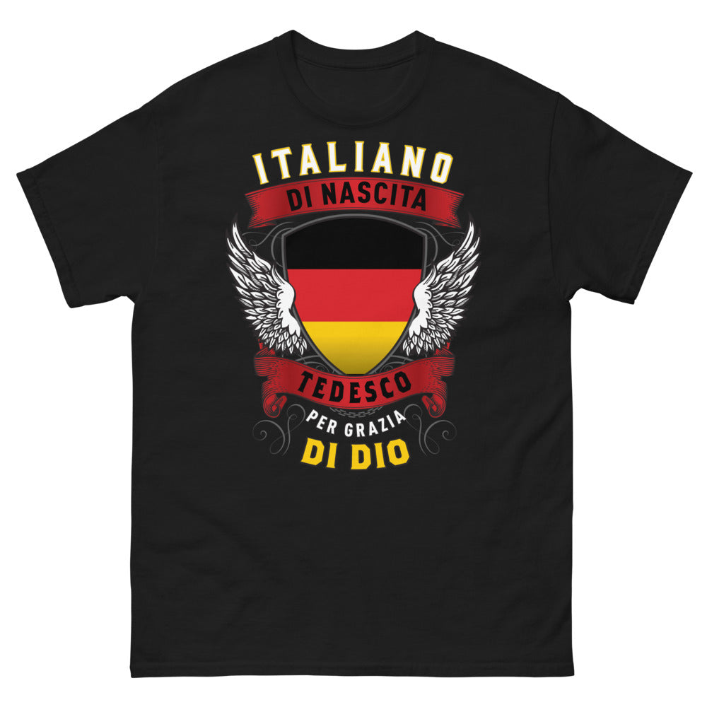 T-shirt Italie/Allemagne marine - Italiano di nascita, Tedesco per grazia divina