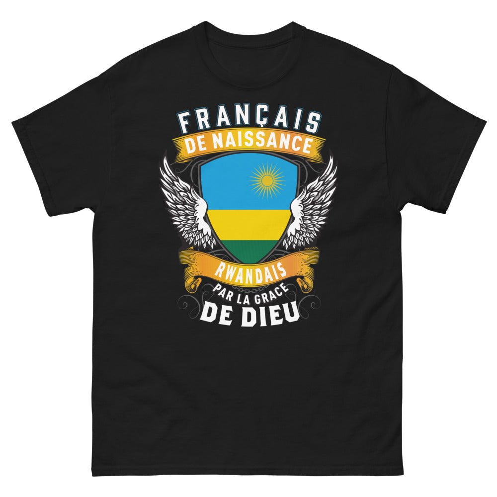 T-shirt Français/Rwandais noir - Français de naissance, Rwandais par la grâce