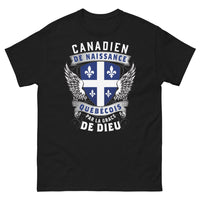 Thumbnail for T-shirt Québécois noir - Canadien de naissance, Québécois par la grâce de Dieu