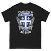 T-shirt Québécois noir - Canadien de naissance, Québécois par la grâce de Dieu