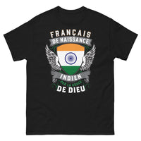 Thumbnail for T-shirt franco-indien noir - Français de naissance, Indien par la grâce de Dieu