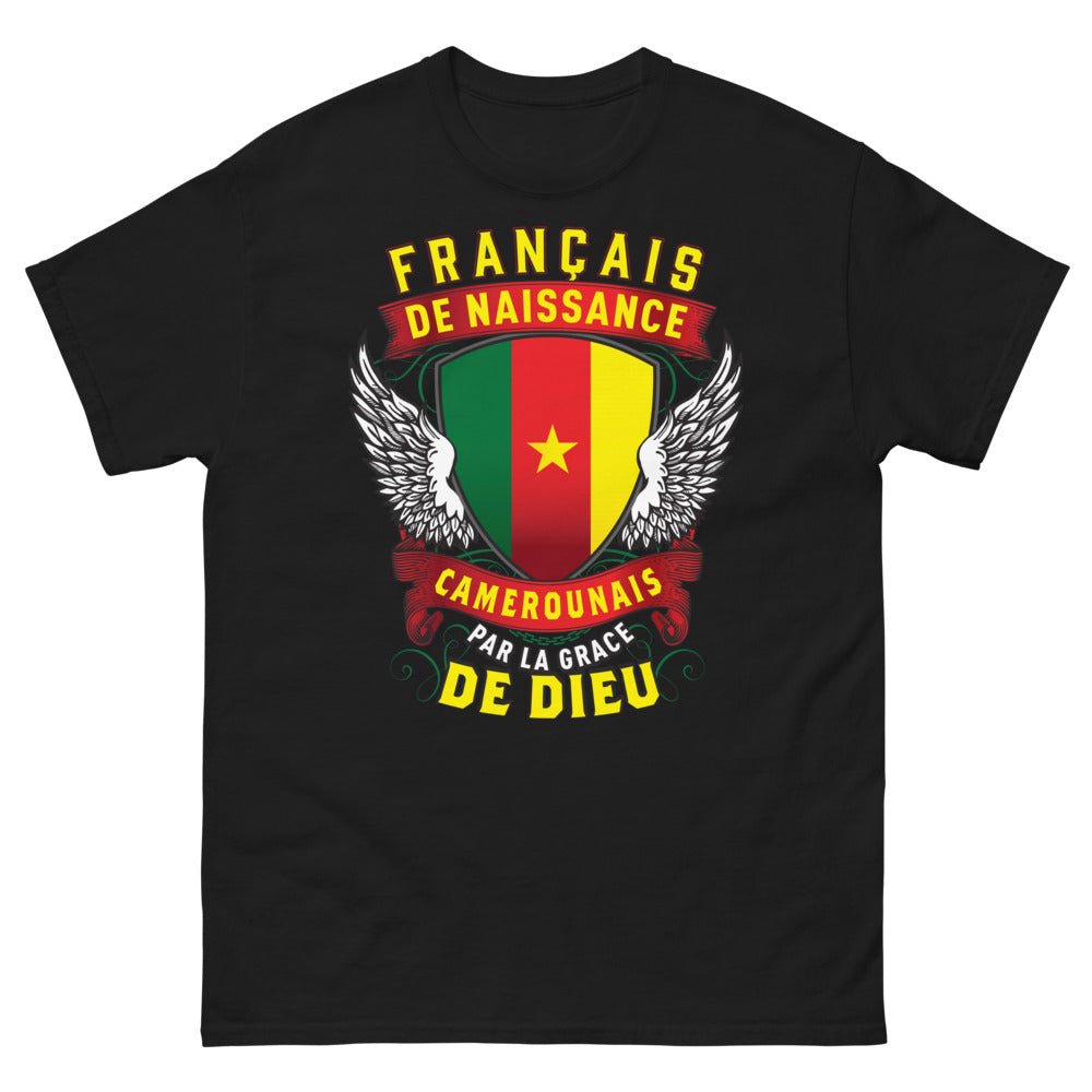 T-shirt Français de Naissance Camerounais noir - Par la Grâce de Dieu