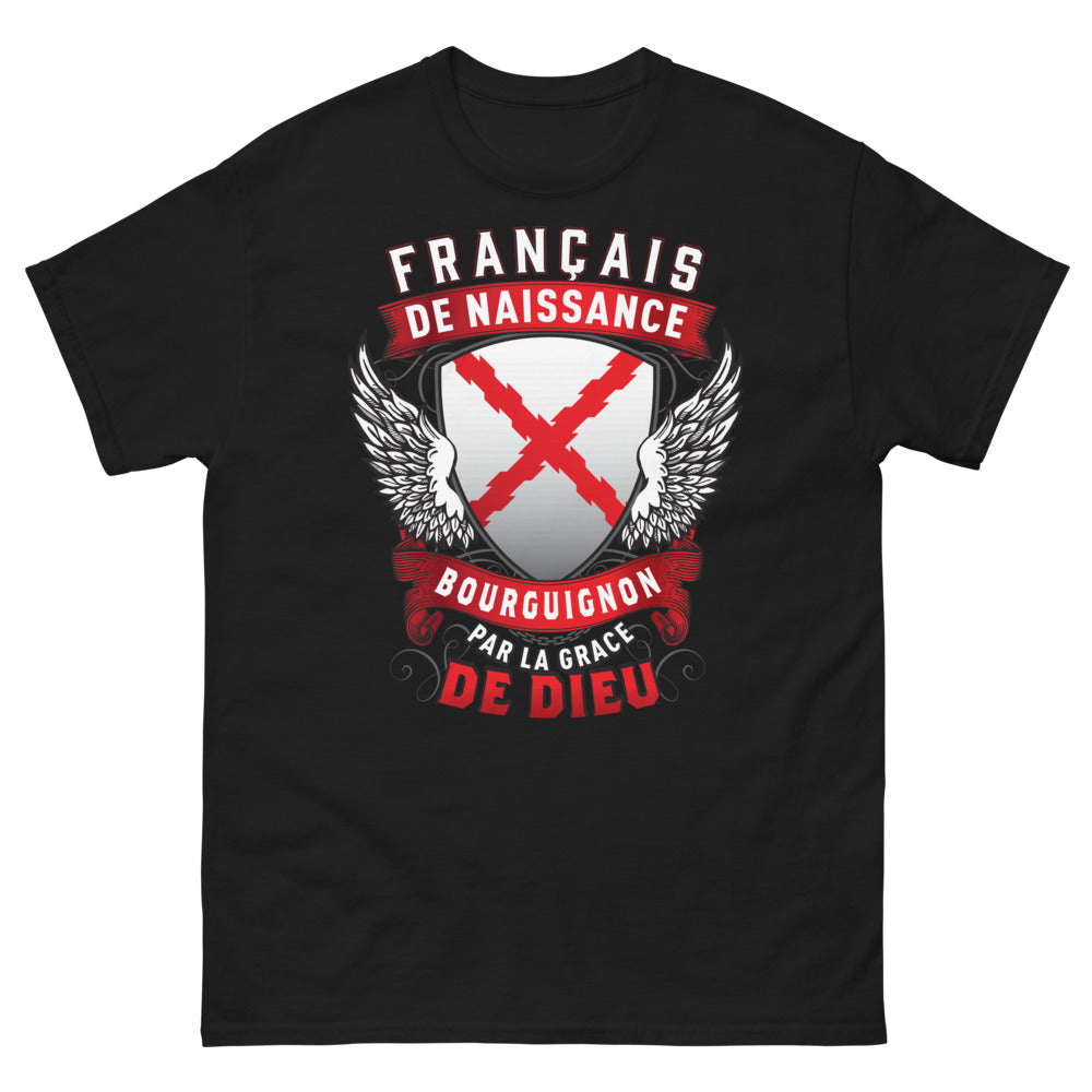 T-shirt Bourguignon noir - Français de naissance, par la grâce de Dieu