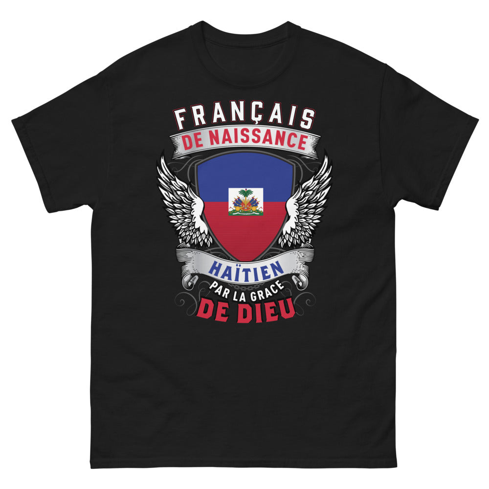 T-shirt Franco-Haïtienne noir - Français de naissance, Haïtien par la grâce de Dieu
