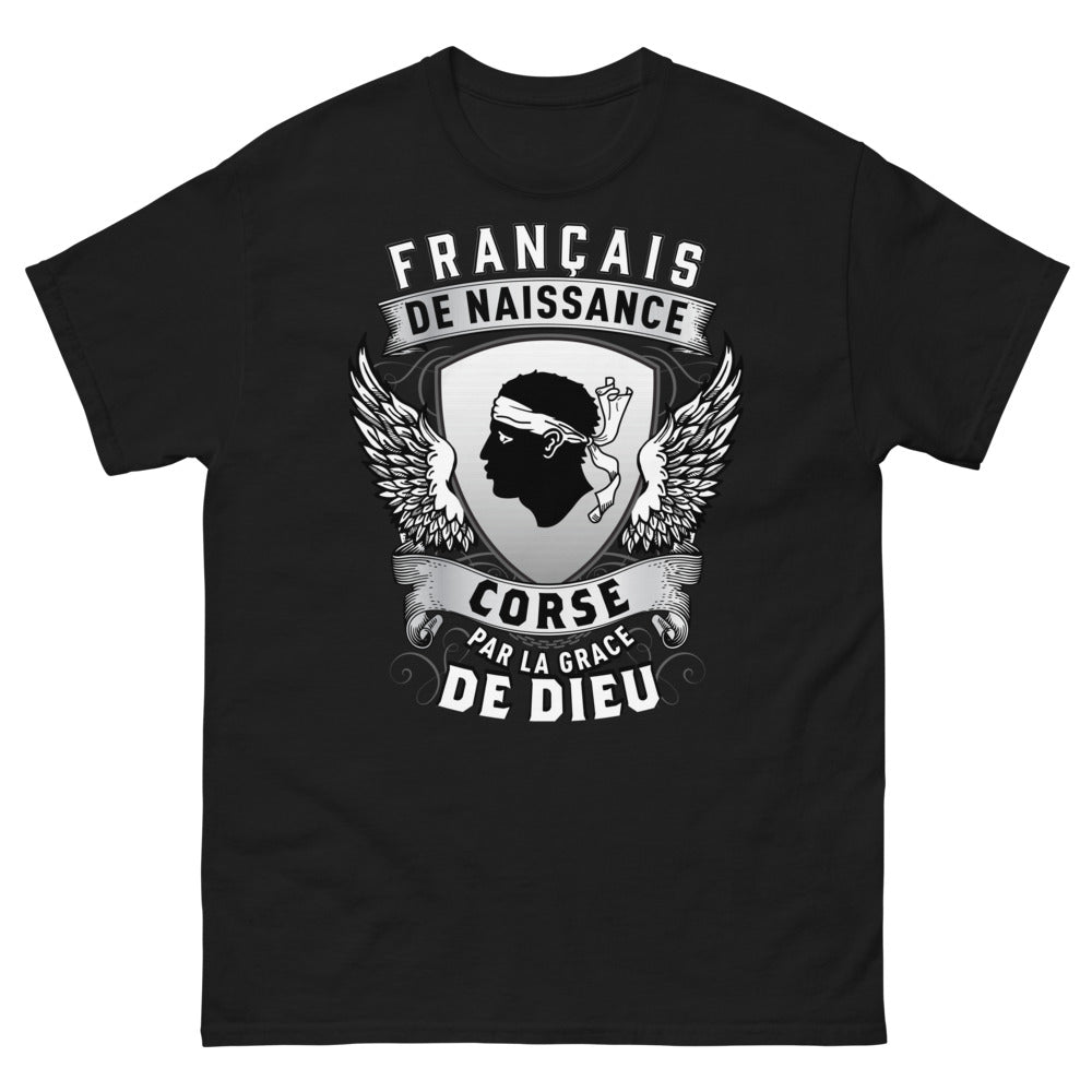 T-shirt Corse noir - Français de naissance, fierté insulaire