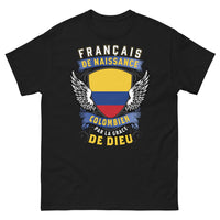 Thumbnail for T-shirt Franco-colombien noir - Français de naissance, Colombien par la Grâce de Dieu