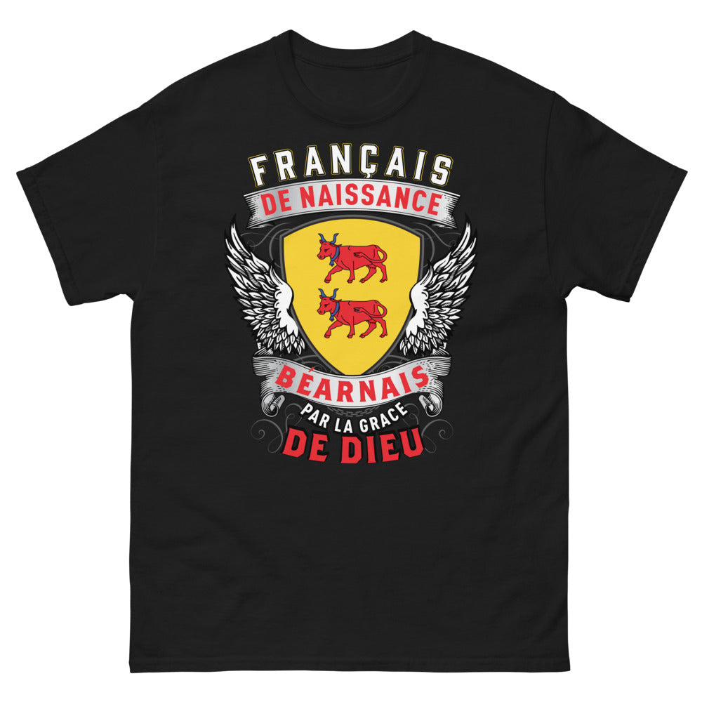 T-shirt Béarnais noir - Français de naissance, béarnais par la grâce de Dieu