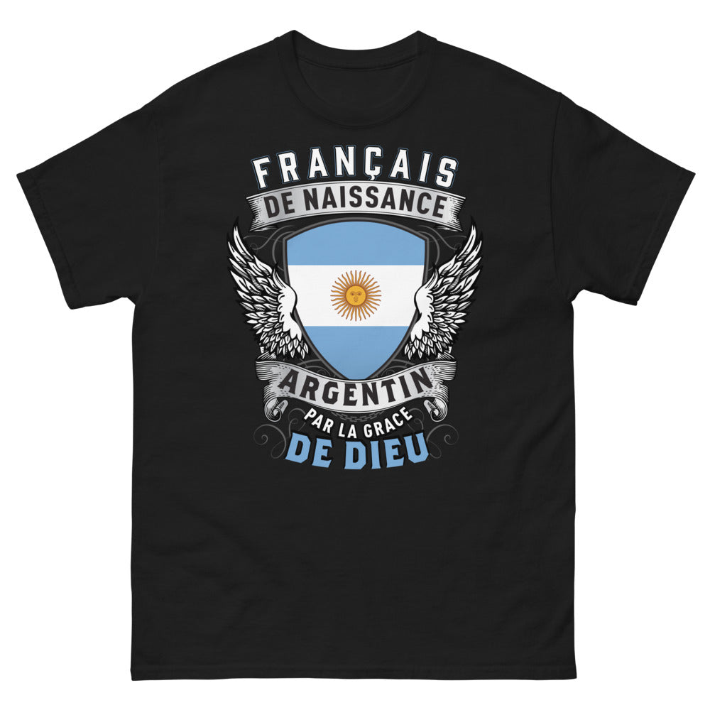 T-shirt Français de naissance Argentin noir - Par la grâce de Dieu