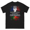 T-shirt Français de racines portugaises noir - fierté et humour