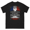 T-shirt Français racines polonaises noir - pierogi et camembert