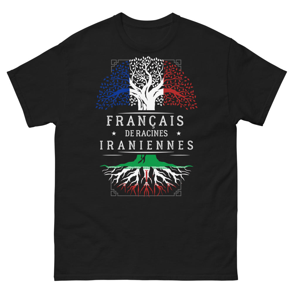 T-shirt Français d'origine iranienne noir - racines iraniennes