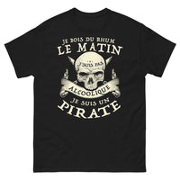 Thumbnail for T-shirt Pirates noir - Je bois du rhum le matin, je ne suis pas alcoolique