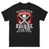 T-shirt Fierté Helvète noir - Pas facile d'être helvète et suisse