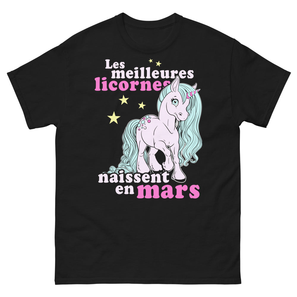 T-shirt Licorne Mars noir - Les Meilleures Licornes Naissent en Mars