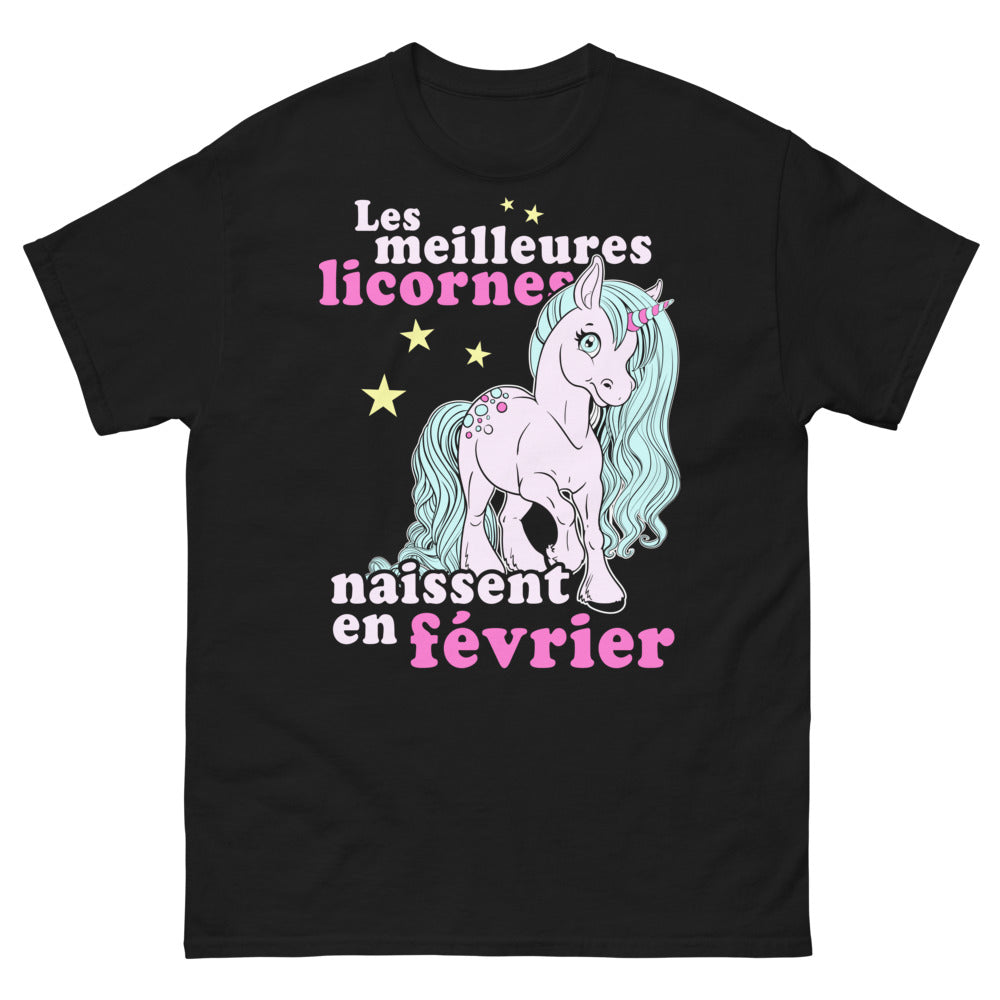 T-shirt Février noir - Les meilleures licornes naissent en février