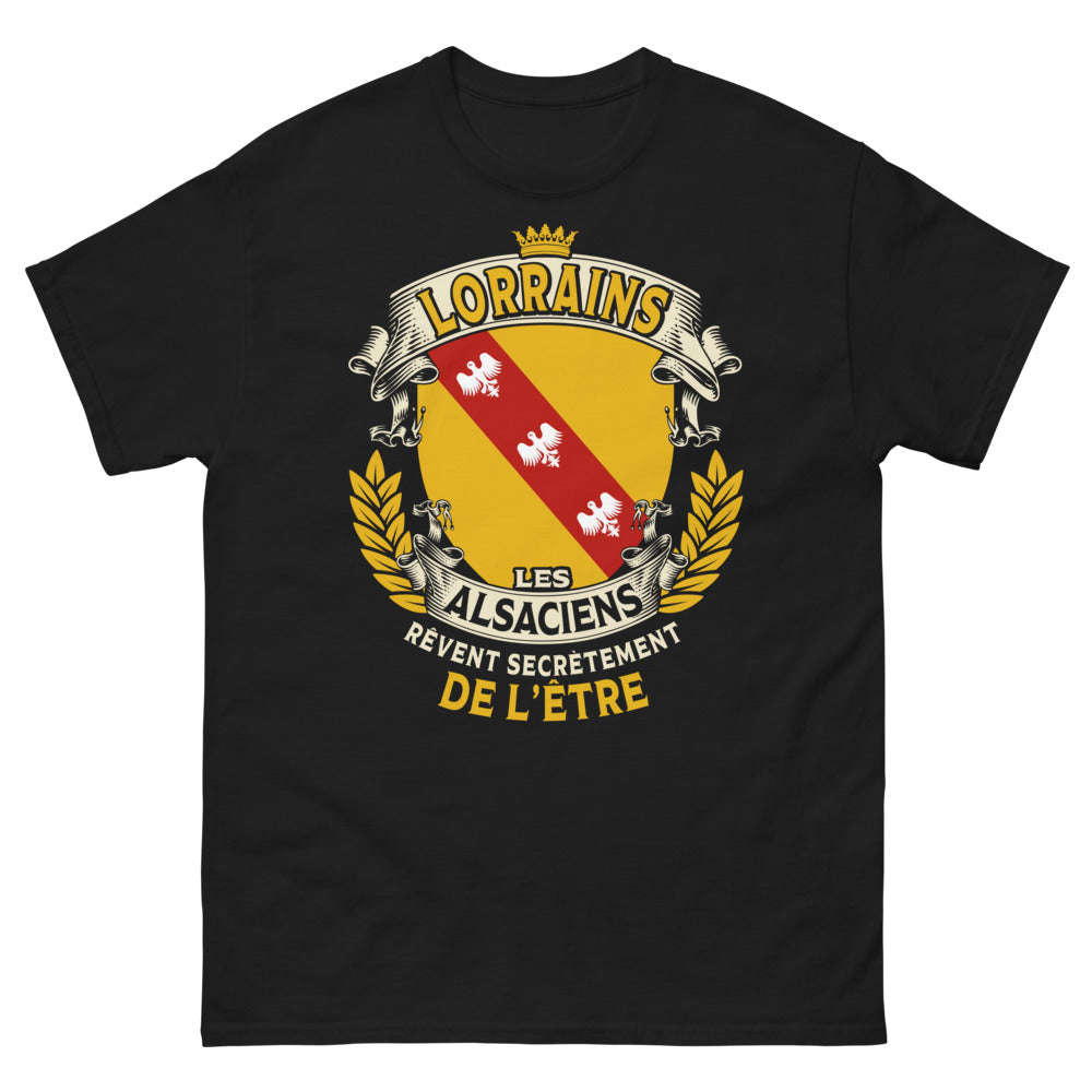 T-shirt Lorrains noir - Les Alsaciens rêvent secrètement de l'être