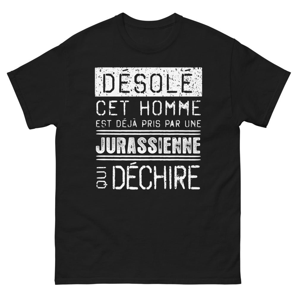 T-shirt Jurassienne noir - message 'Désolé cet homme est déjà pris' 