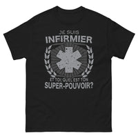 Thumbnail for T-shirt Infirmier noir - Quel est ton super pouvoir ?
