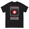 T-shirt Suisse noir - Fier d'être Suisse, qualité authentique