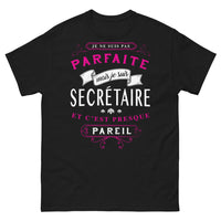 Thumbnail for T-shirt Secrétaire noir - Je ne suis pas parfaite mais je suis secrétaire