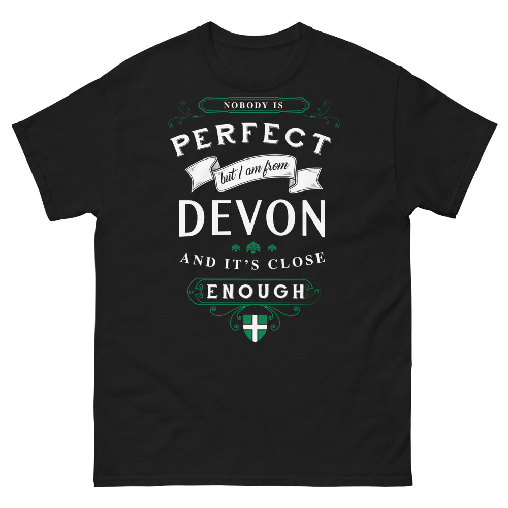 T-shirt Devon noir - Slogan 'Almost Perfect'