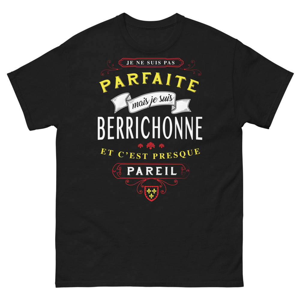 T-shirt Berrichonne noir - Je ne suis pas parfaite mais je suis Berrichonne
