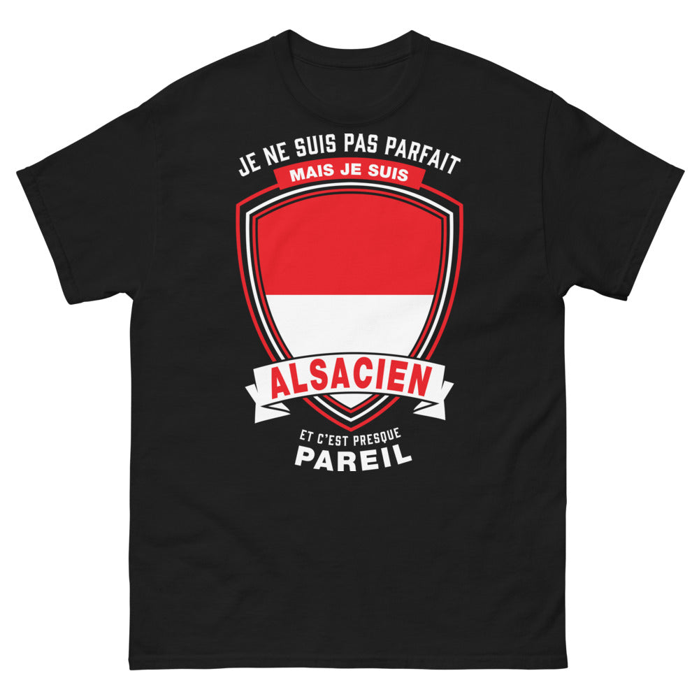 T-shirt Alsacien noir - Je ne suis pas parfait mais presque