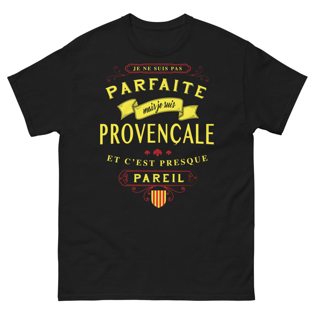 T-shirt Provençales noir - Je ne suis pas parfaite, mais je suis Provençale