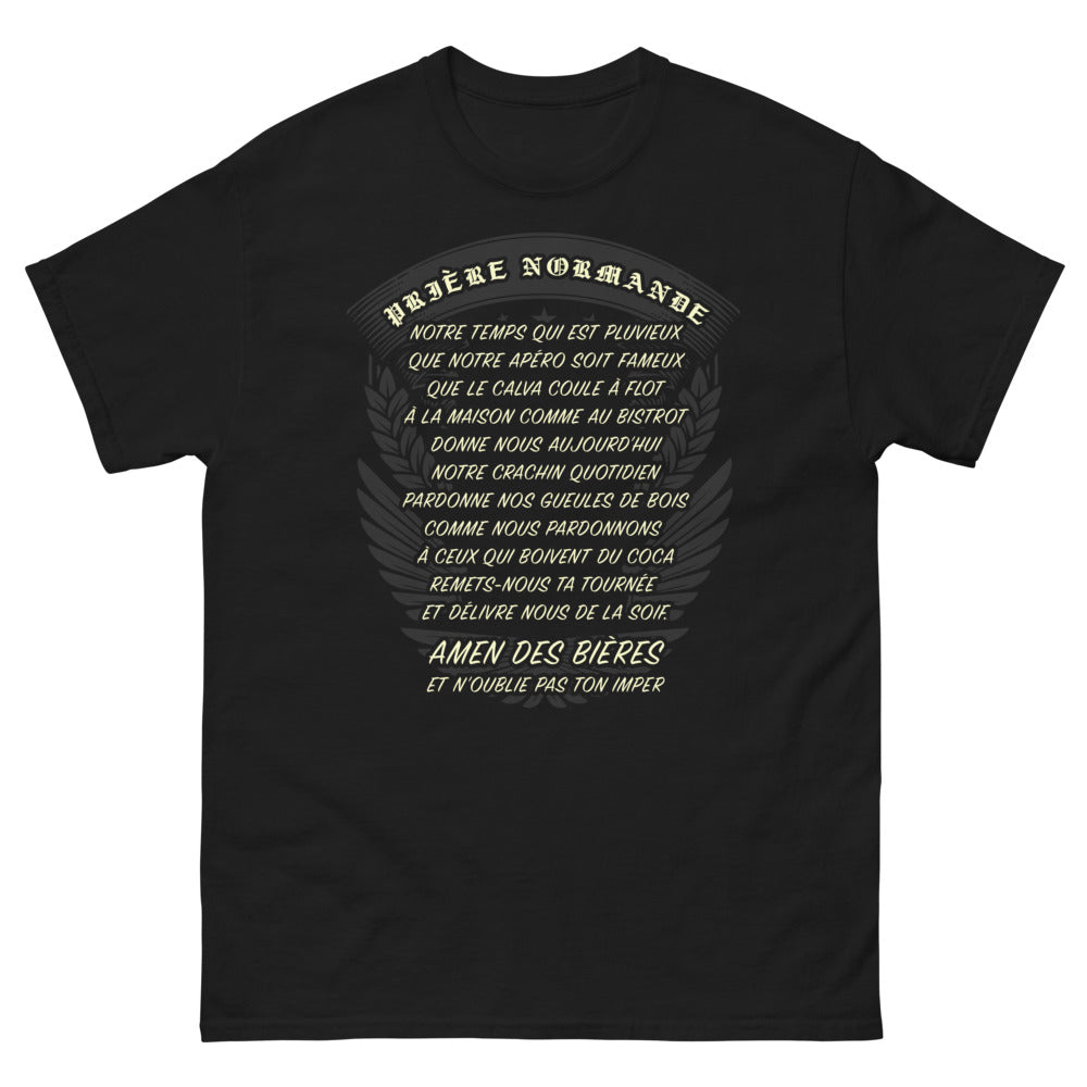 T-shirt Normandie noir - Prière Normande, apéro et crachin