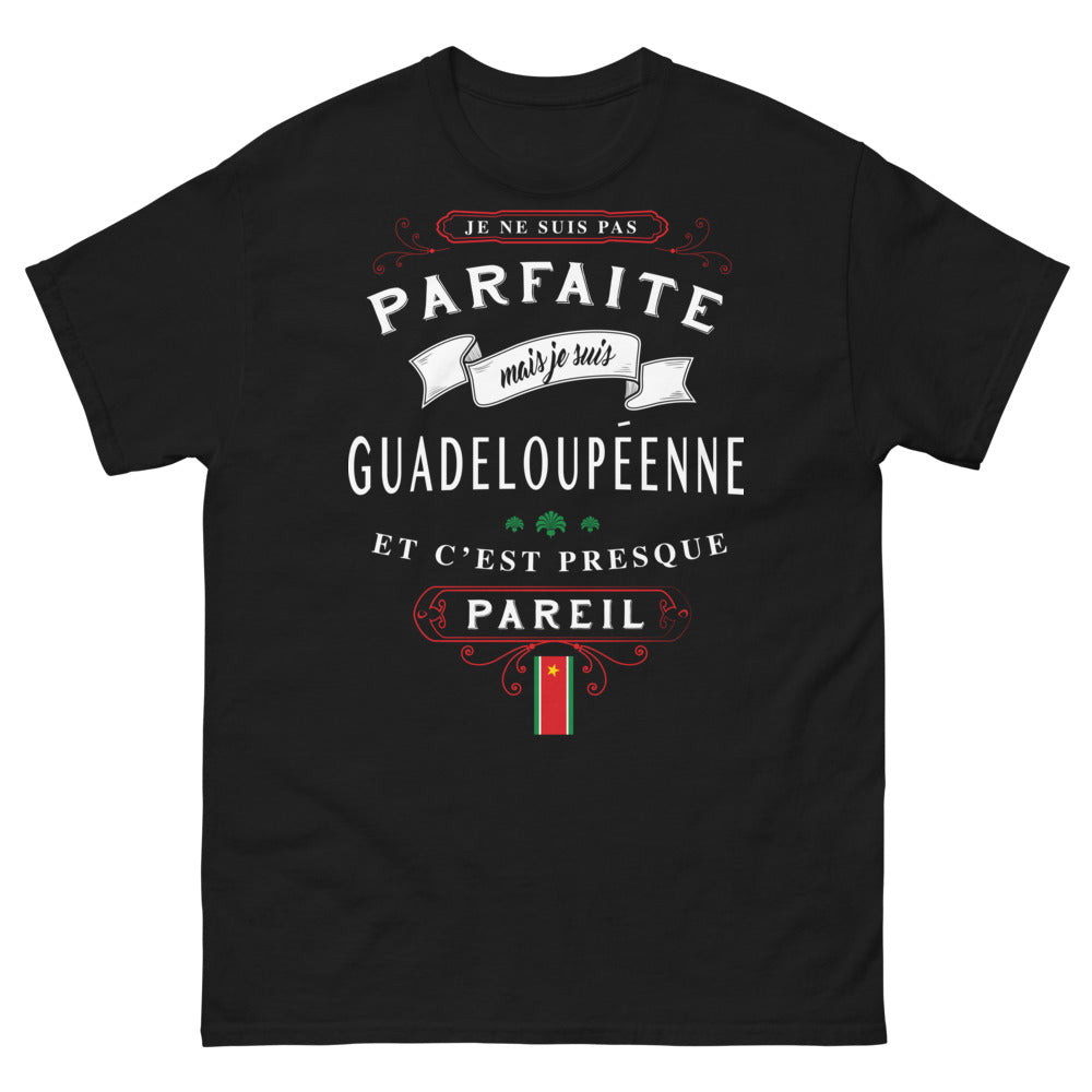 T-shirt Guadeloupe noir - Je ne suis pas parfaite mais je suis Guadeloupéenne