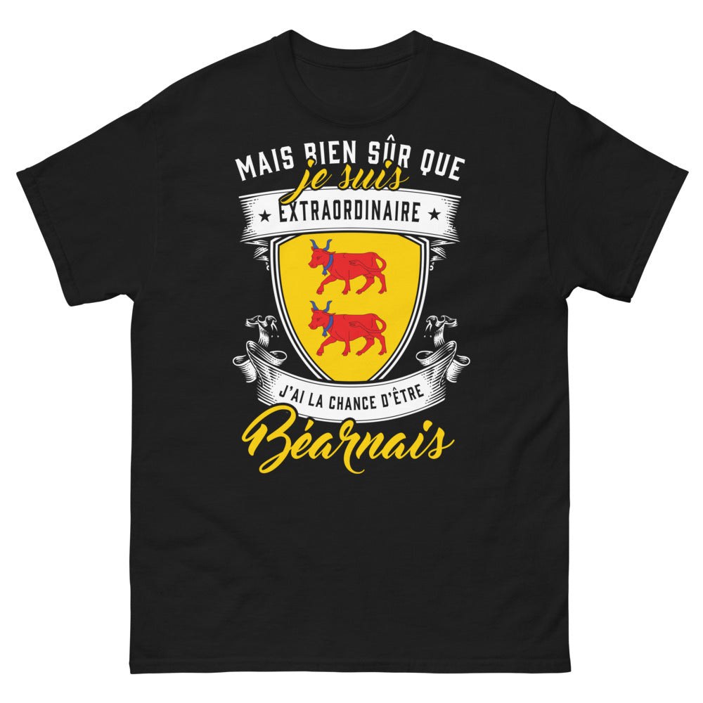 T-shirt Béarnais noir - Mais bien sûr j'ai la chance d'être Béarnais