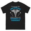 T-shirt humour infirmier noir - Je ne peux pas soigner la connerie