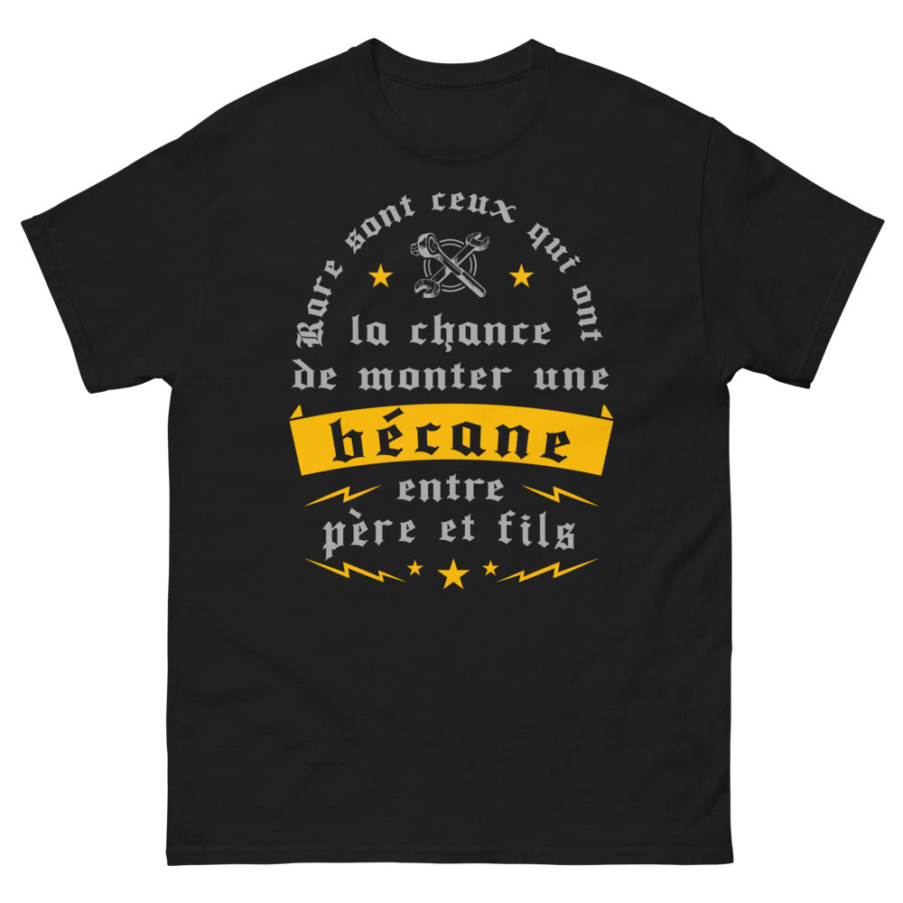 T-shirt Moto père-fils noir - Rare sont ceux qui ont la chance