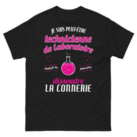 Thumbnail for T-shirt Technicienne de laboratoire noir - je ne peux pas dissoudre la connerie